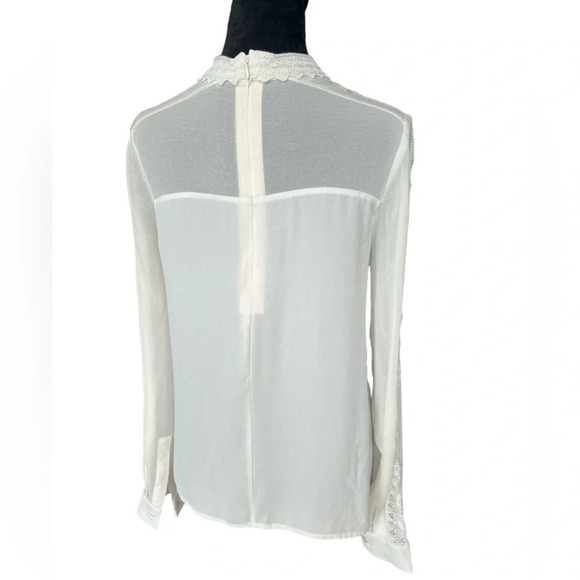 Marciano Abela Vanilla Sheer Long Sleeve Blouse Top XS NWT Women’s Elegant Chic - Picture 4 of 8
